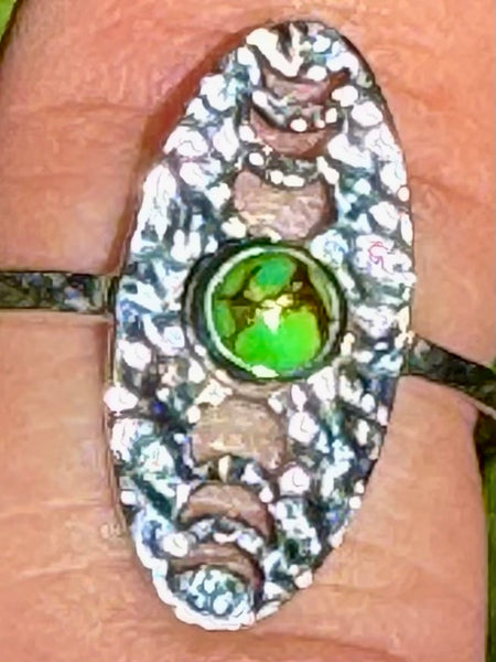 Green Copper Turquoise Phases of the Moon Ring Size 7.5