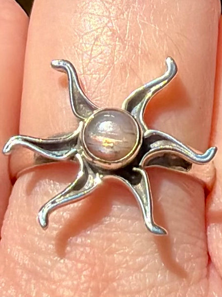 Black Sunstone Star Ring Size 9
