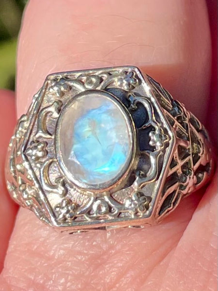 Beautiful Rainbow Moonstone Ring Size 8 - Morganna’s Treasures