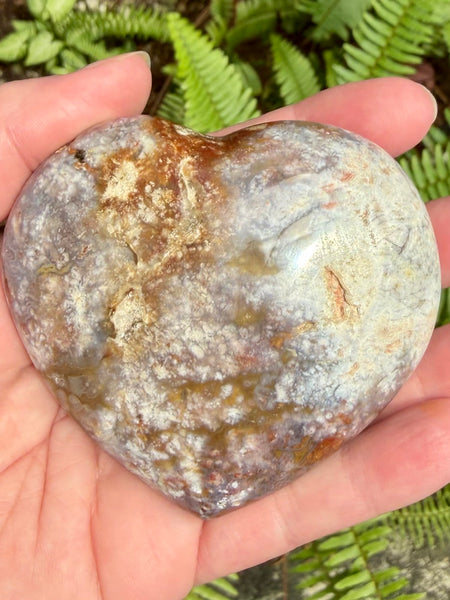 Ocean Jasper Heart Palm Stone