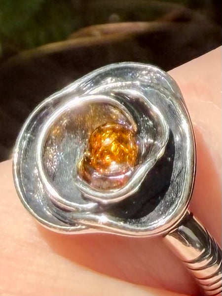 Baltic Amber Rose Ring Size 5.5