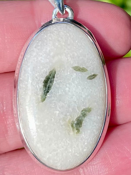 Green Tourmaline in Quartz Pendant