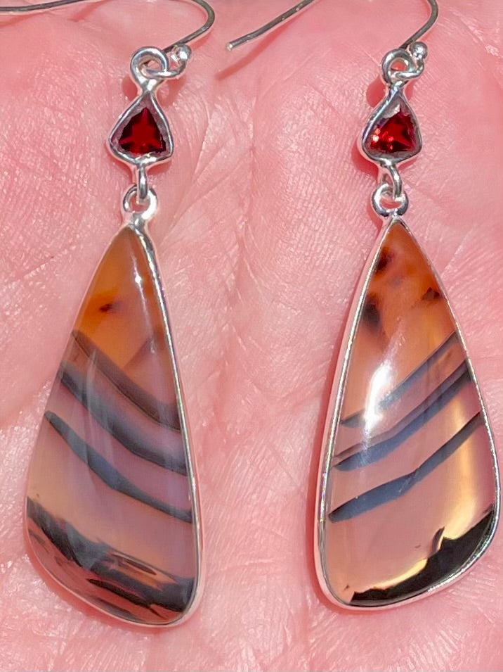 Montana Agate from the Yellowstone River and Garnet Earrings - Morganna’s Treasures 