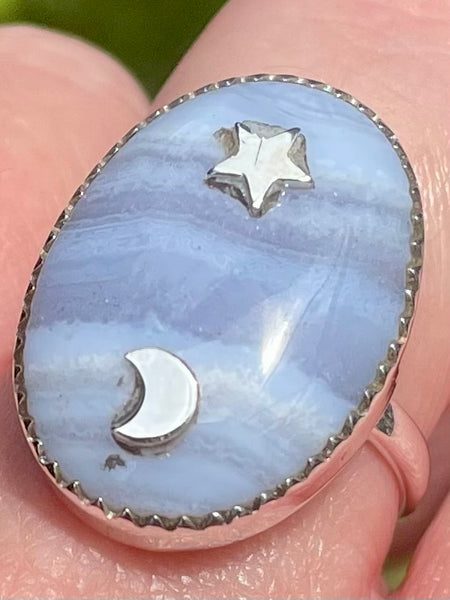 Moon and Stars Blue Lace Agate Ring Size 9 - Morganna’s Treasures 