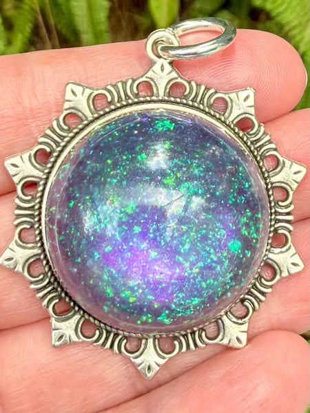 "Supernatural" Azurite, Moonstone, Iolite, Rose Quartz, Aluminum & Quartz Orgonite Pendant - Morganna’s Treasures
