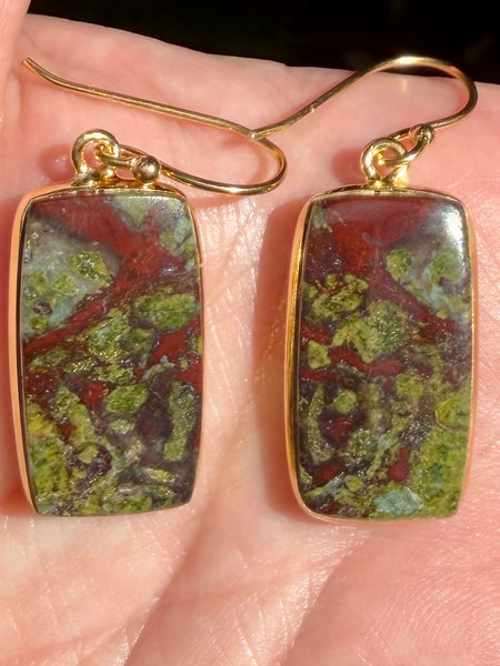 18K Gold Plated Dragon Bloodstone Earrings