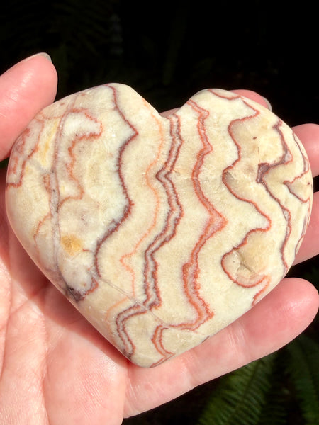 Large Red Calcite Carved Heart with heart