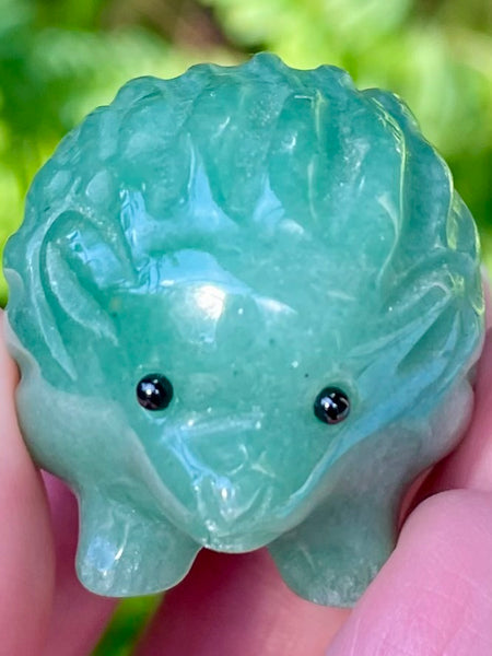 Green Aventurine and Black Tourmaline Carved Hedgehog - Morganna’s Treasures