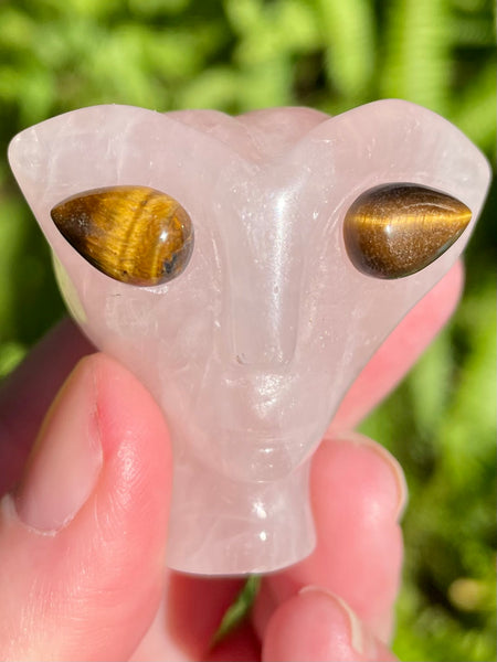 Small Rose Quartz and Tigers Eye Alien - Morganna’s Treasures