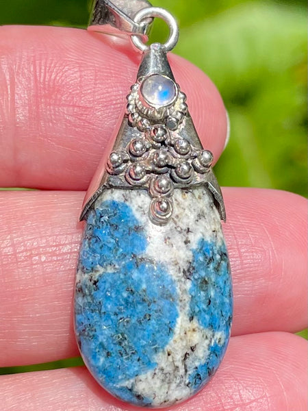 K2 Azurite and Rainbow Moonstone Pendant - Morganna’s Treasures 