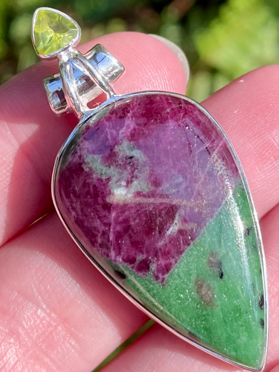 Ruby in Zoisite and Peridot Pendant - Morganna’s Treasures 