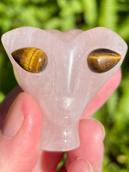 Small Rose Quartz and Tigers Eye Alien - Morganna’s Treasures