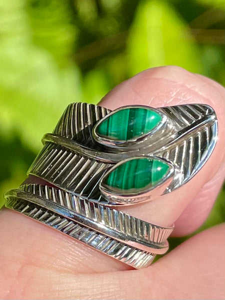 Malachite Feather Ring Size 9 - Morganna’s Treasures 