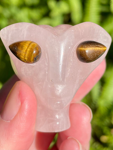 Small Rose Quartz and Tigers Eye Alien - Morganna’s Treasures