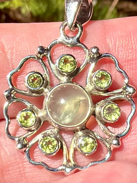 Prehnite and Peridot Pendant