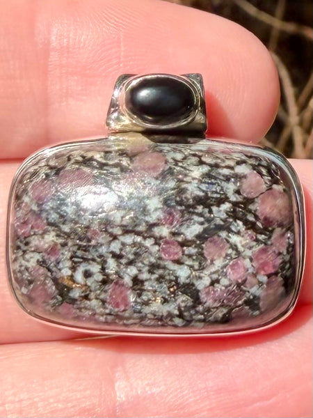 Russian Eudialyte and Black Onyx Pendant - Morganna’s Treasures