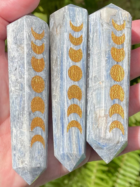 Double Terminated Blue Kyanite Moon Phase Wand - Morganna’s Treasures