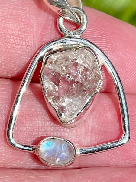 Rainbow Moonstone and Herkimer Diamond Pendant - Morganna’s Treasures 