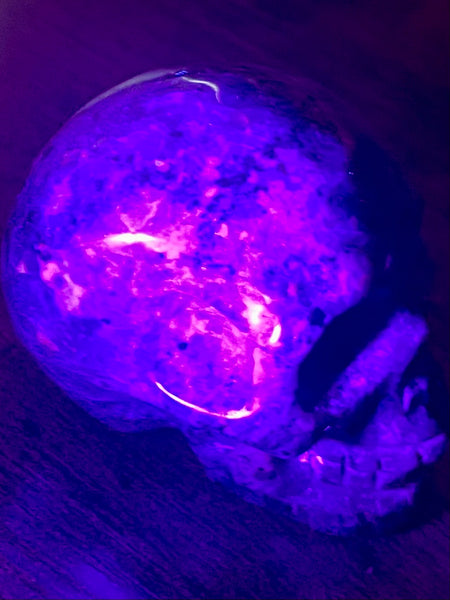 Carved Yooperlite (Fluorescent Sodalite)  Skull - Morganna’s Treasures 