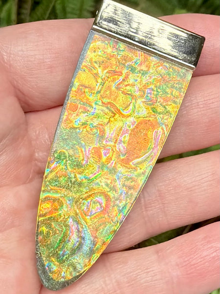 "Radiance" Citrine, Moonstone, Obsidian, Orange Calcite, Green Calcite, Aluminum & Quartz Orgonite Pendant - Morganna’s Treasures