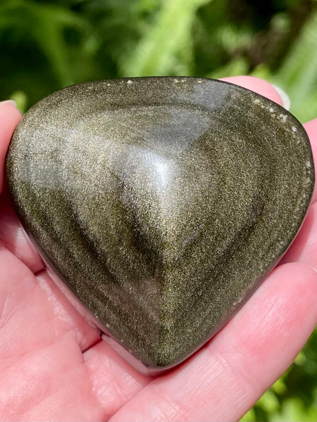 Gold Sheen Obsidian Heart Palm Stone - Morganna’s Treasures 