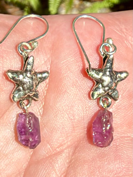Purple Amethyst Starfish Earrings