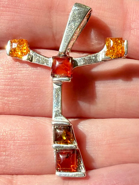 Baltic Amber Cross Pendant - Morganna’s Treasures