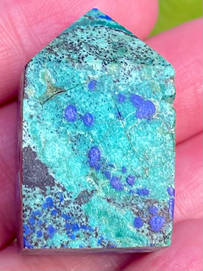 Small Azurite in Malachite Obelisk - Morganna’s Treasures 