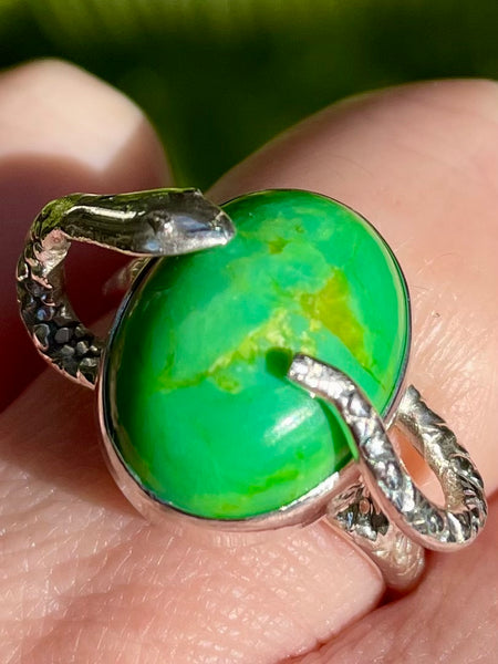 Green Mohave Turquoise Snake Ring Size 7.5 - Morganna’s Treasures 