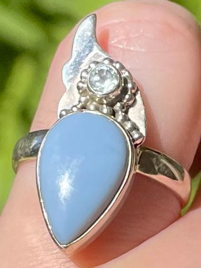 Blue Owyhee Opal and Blue Topaz Ring Size 7 - Morganna’s Treasures 