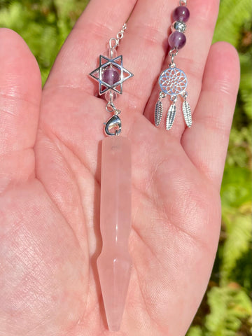 Rose Quartz and Amethyst Pendulum