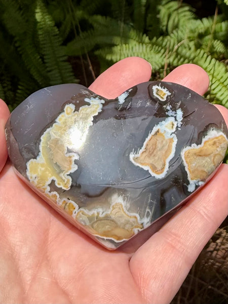 Fluorescent Volcano Agate Heart - Morganna’s Treasures