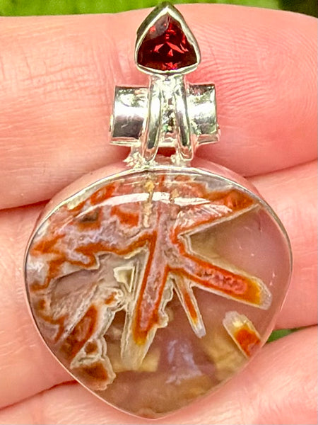 Gorgeous Turkish Tube Agate and Garnet Pendant