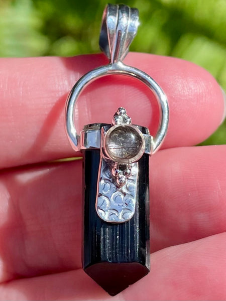 Tourmanilated Quartz and Black Tourmaline Pendant - Morganna’s Treasures 