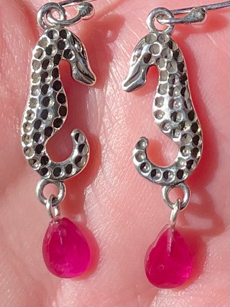 Ruby Seahorse Earrings - Morganna’s Treasures