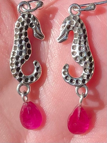Ruby Seahorse Earrings - Morganna’s Treasures