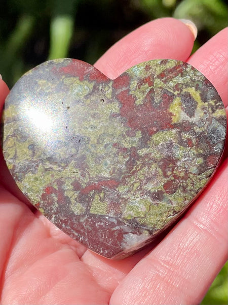 Dragon Bloodstone Heart Palm Stone - Morganna’s Treasures