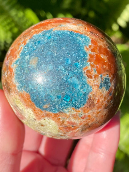 RARE Orange Calcite and Blue Apatite Sphere