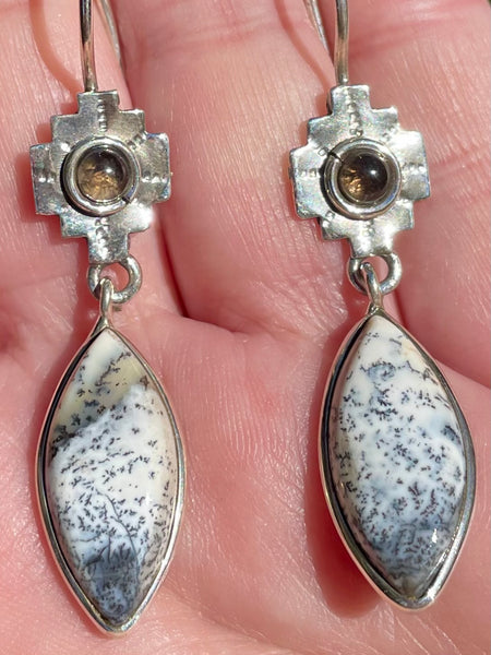 Merlinite and Smoky Quartz Earrings - Morganna’s Treasures 