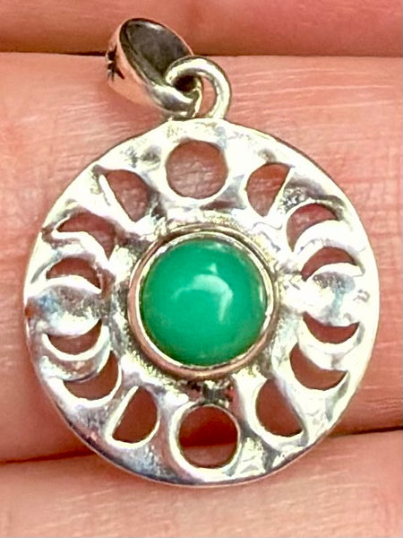 Chrysoprase Phases of the Moon Pendant