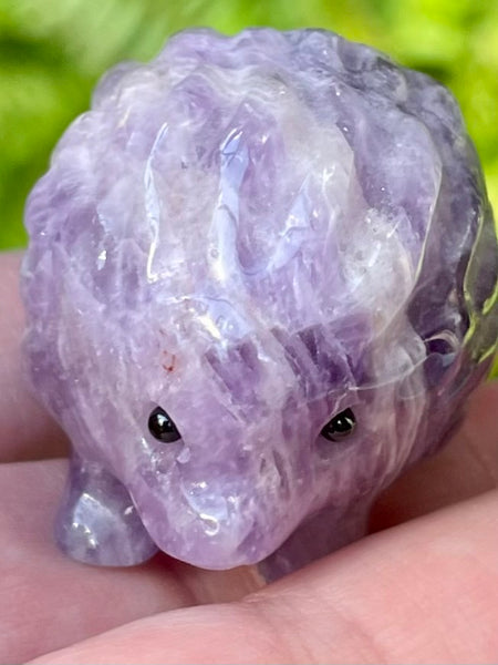 Purple Amethyst and Black Tourmaline Carved Hedgehog - Morganna’s Treasures