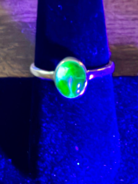 Rare Fluorescent Hyalite Opal Ring Size 8