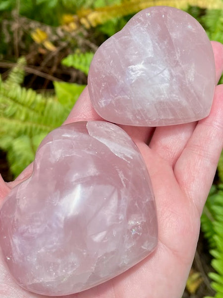 Large Rose Quartz Heart Palm Stones - Morganna’s Treasures