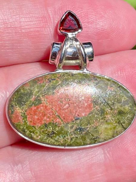 Unakite and Garnet Pendant - Morganna’s Treasures