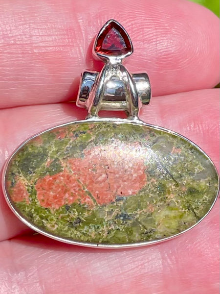 Unakite and Garnet Pendant - Morganna’s Treasures
