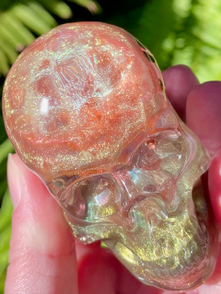 “Guardian” Large Super Seven, Rose Quartz, Rhodochrosite, Pyrite, Clear Quartz & Copper Orgonite Skull - Morganna’s Treasures 