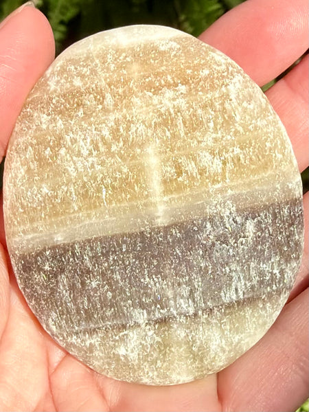 Large Rough Orange Calcite Palm Stone - Morganna’s Treasures