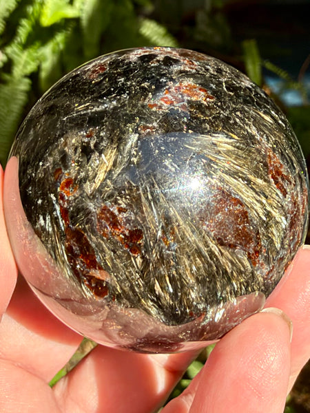 Garnet in Astrophyllite Sphere - Morganna’s Treasures