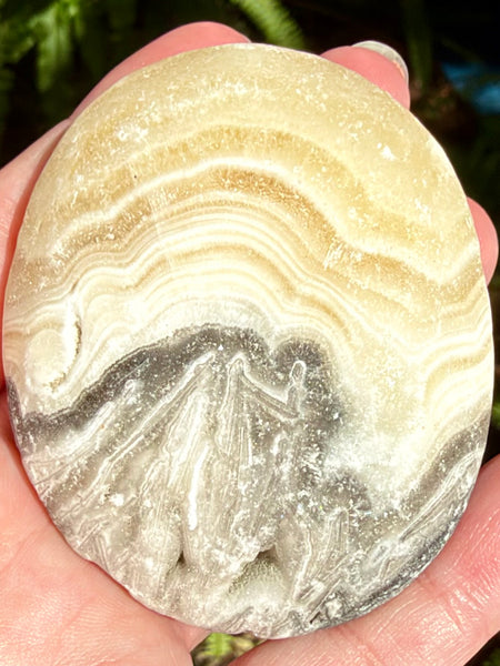 Large Rough Banded Calcite Palm Stone - Morganna’s Treasures