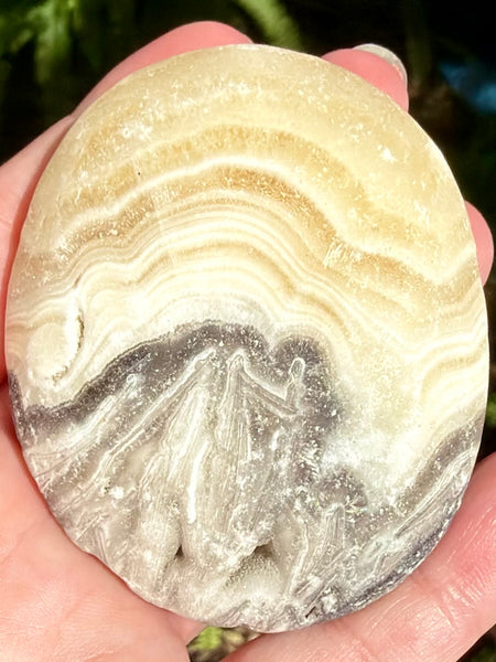 Large Rough Banded Calcite Palm Stone - Morganna’s Treasures